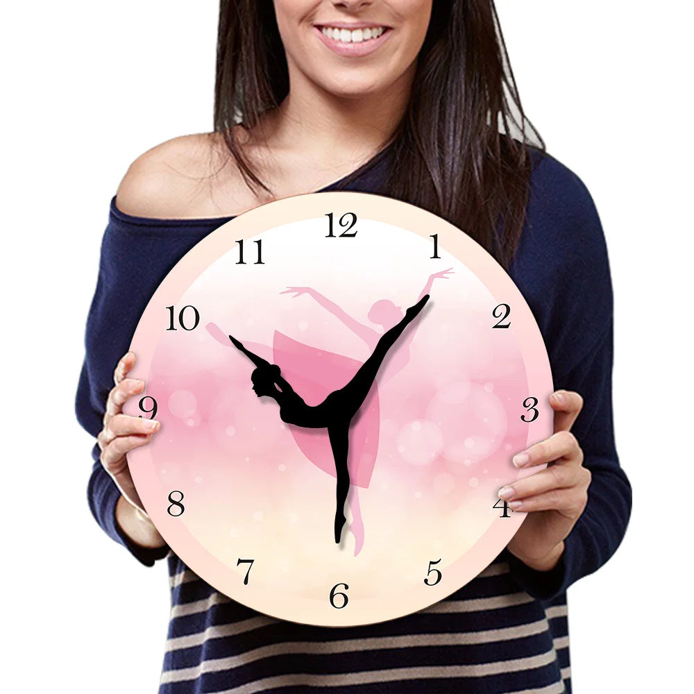 Ballet Dancer With Arabic Numerals Girl Bedroom Decor Princess Pink Wall Clock Dancing Wall Art Ballerina Moving Leg Clock Watch