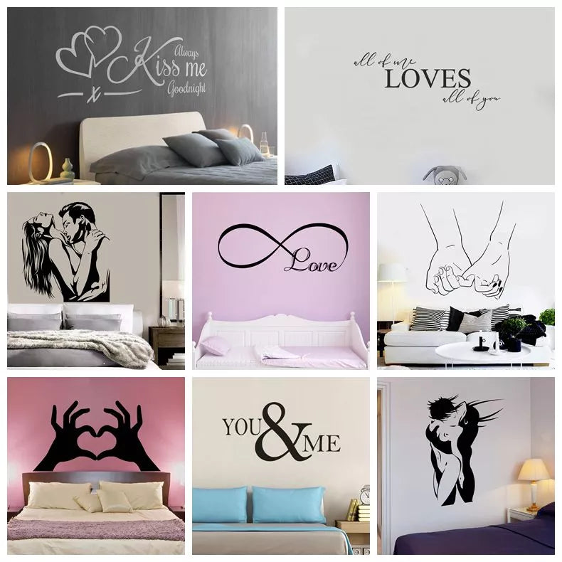 New Design Lovers Quotes Wall Sticker For Bedroom Decor Decals Room Decoration Stickers Sweet Home Girls Room Mural Wallpaper