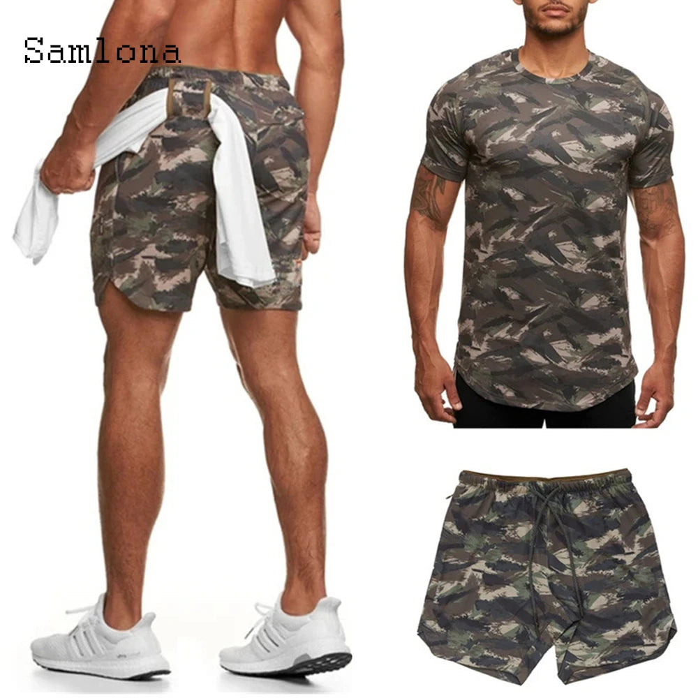 Men clothing ropa hombre men Shirts sets summer fashion printed two piece sets lightweight short sleeve outdoor sportwear man