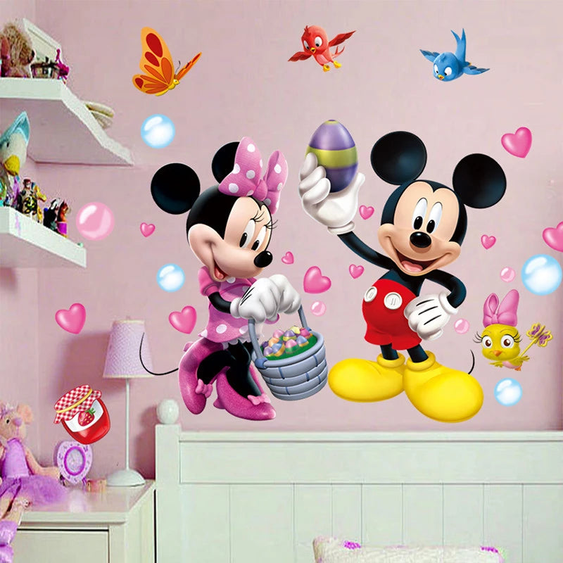 3D Cartoon  Mickey Minnie Wall Stickers For Kids Room  Bedroom Wall Decoration  Princess Room Sticker Art mural