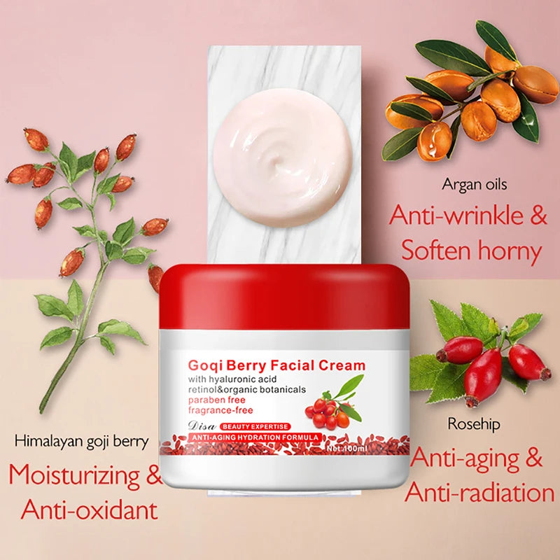 Goji Berry Facial Cream Anti Wrinkle Whitening Deeply Moisturize Hyaluronic Acid Retinol Organic Essence Cream Face Skin Care