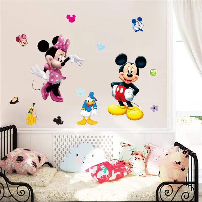 3D Cartoon  Mickey Minnie Wall Stickers For Kids Room  Bedroom Wall Decoration  Princess Room Sticker Art mural