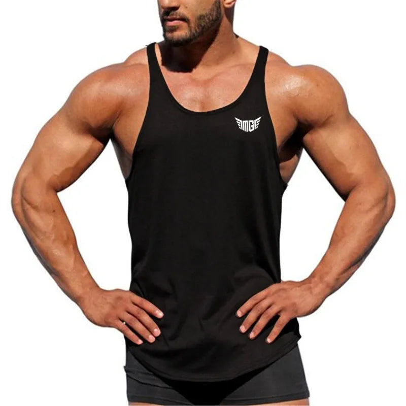 New fitness clothing gyms stringer tank tops men canotta bodybuilding shirt sleeveless vest 100% cotton Sportwear tanktop