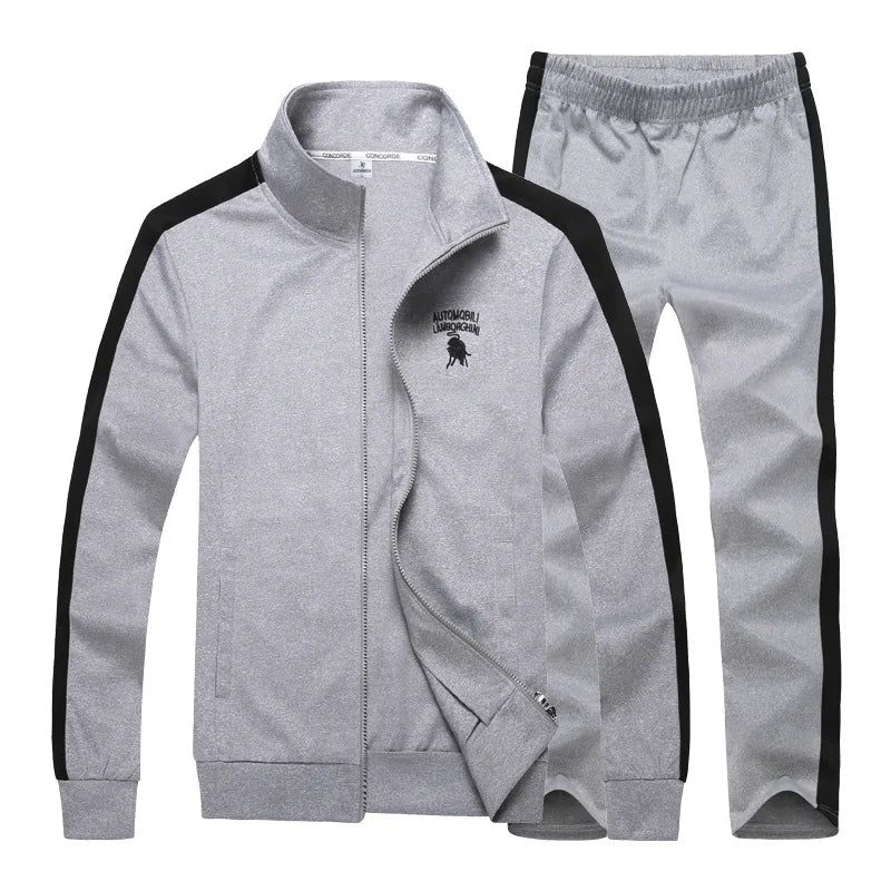 Aismz Tracksuit Mens Clothes Autumn Winter Fashion Fat Plus Size 7XL 8XL 9XL Sportwear Men Zipper Hoodie Jacket+Pants Sweat Suit