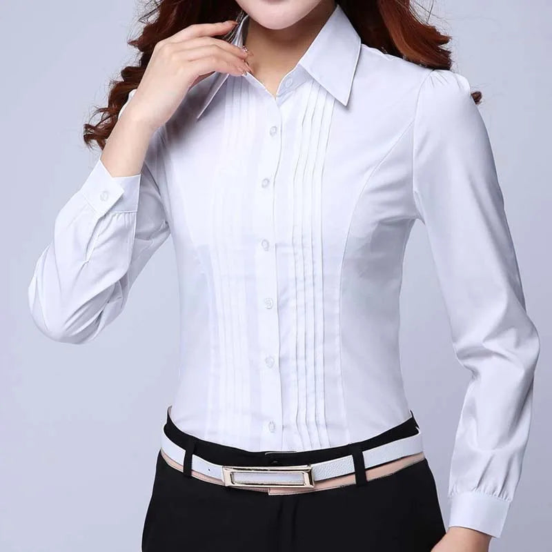 Fashion Formal Shirt Women Clothes Blouse Slim Long Sleeve White Blouse Elegant OL Office Ladies Work Wear Tops Plus size 5XL