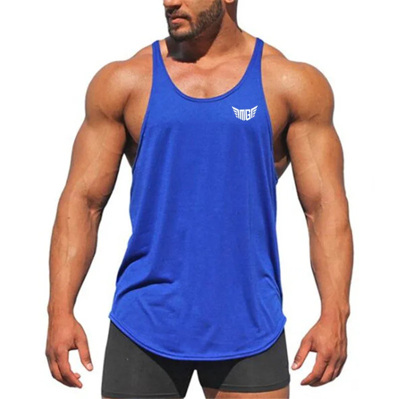 New fitness clothing gyms stringer tank tops men canotta bodybuilding shirt sleeveless vest 100% cotton Sportwear tanktop