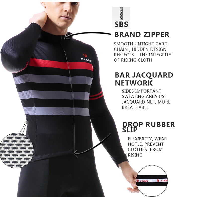 X-TIGER Autumn Long Sleeve Cycling Jersey MTB Bike Clothes Cycling Clothing Bicycle Sportwear Maillot Ropa Ciclismo