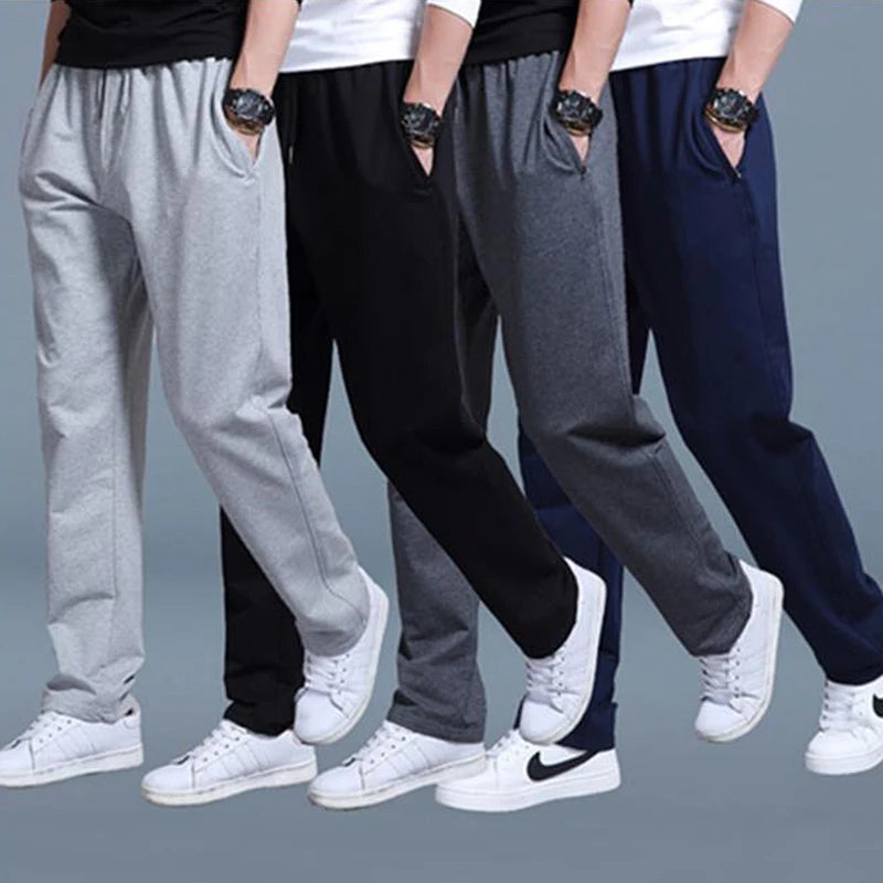 2022 New Pure Cotton Sportwear Men's Casual Pants Spring Summer Sweatpants Plus Size Loose Straight Trousers Joggers Streetwear