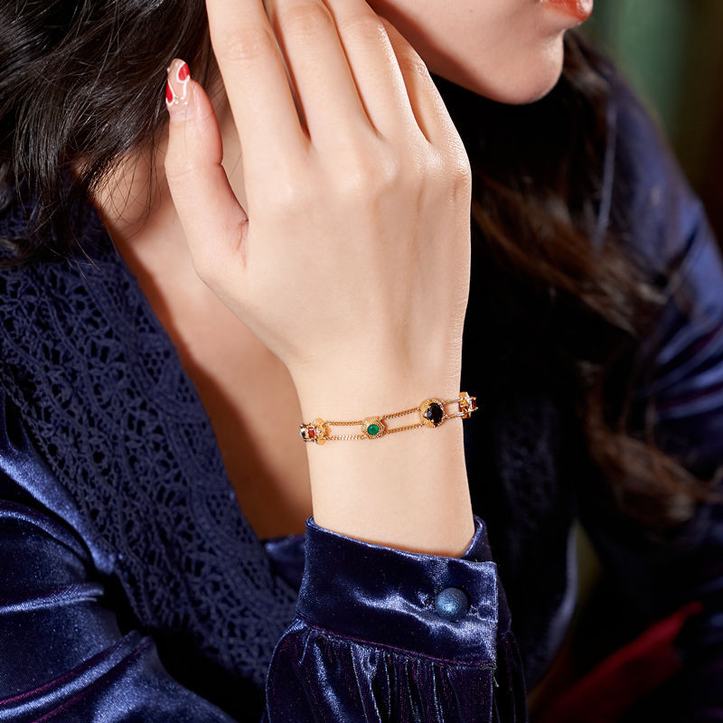 Rainbow Rainbow Color Zircon Double-layer Bracelet