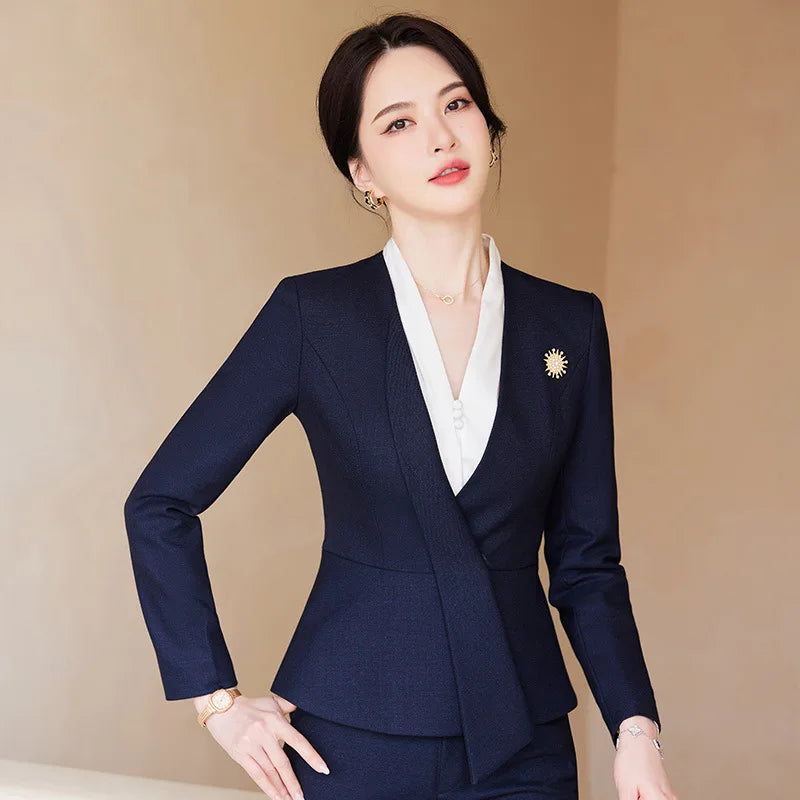 Business Wear Temperament Goddess Style Long Sleeve Beauty Salon Front Desk Fashion Hotel Manager Sales Department Jewelry Shop