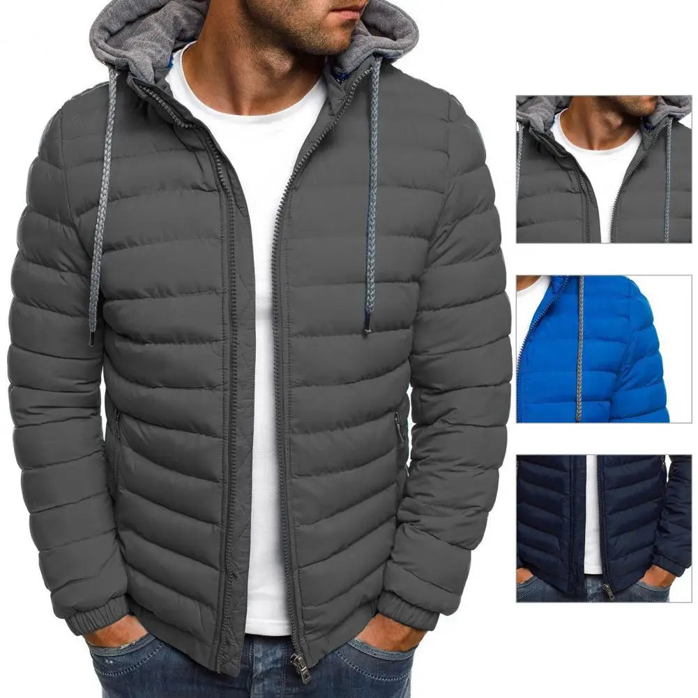 Great Men Coat Warm Anti-shrink Loose Padded Solid Color Winter Coat  Down Coat Hard-wearing