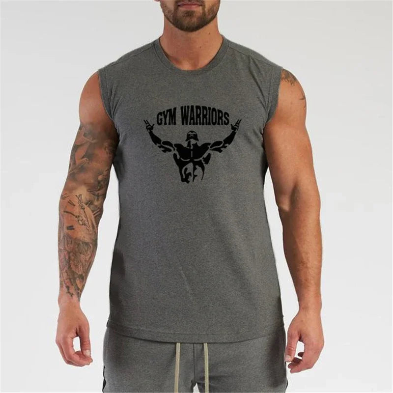 Brand Bodybuilding Stringer Singlets Gym Tank Top Men Fitness Clothing Fashion Cotton Sleeveless Shirt Workout Vest Sportwear