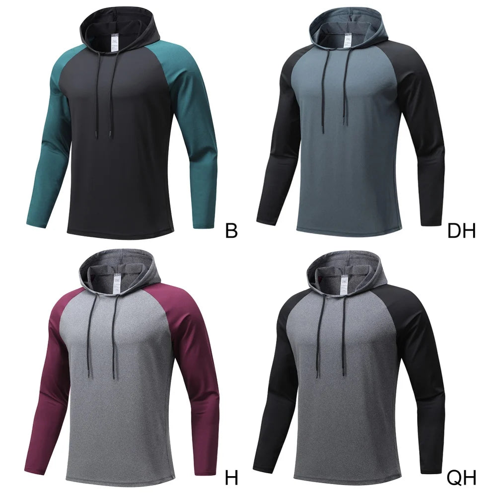 Men's Hooded Sweatshirts Running Training Fitness Hoodies Gym Sports Jackets Coats Quick Dry Male Sportwear