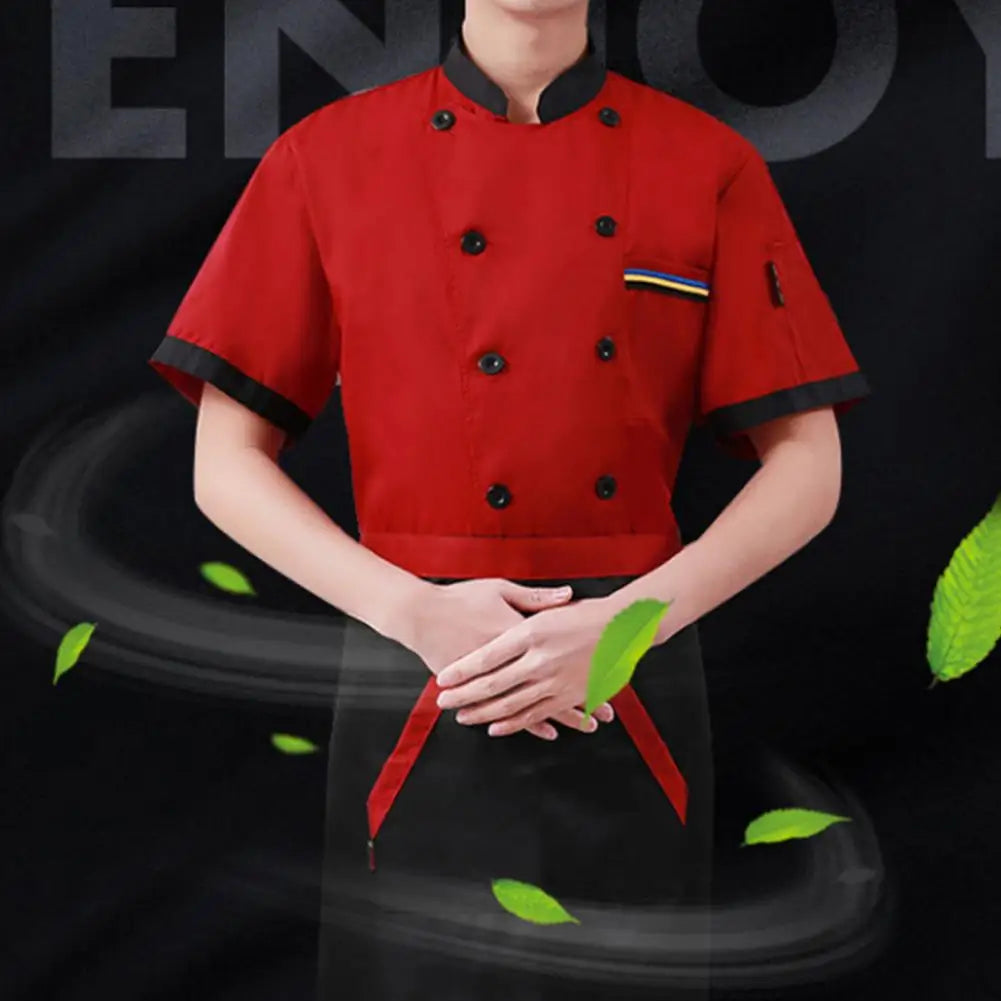 2023 New Unisex Restaurant Kitchen Chef Uniform Shirt Short Sleeve Chef Jacket Work Clothes