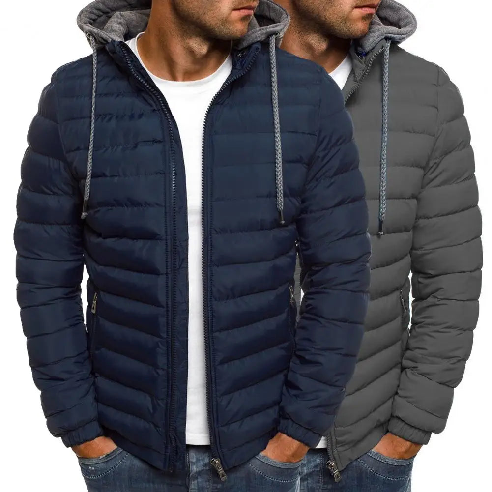 Great Men Coat Warm Anti-shrink Loose Padded Solid Color Winter Coat  Down Coat Hard-wearing