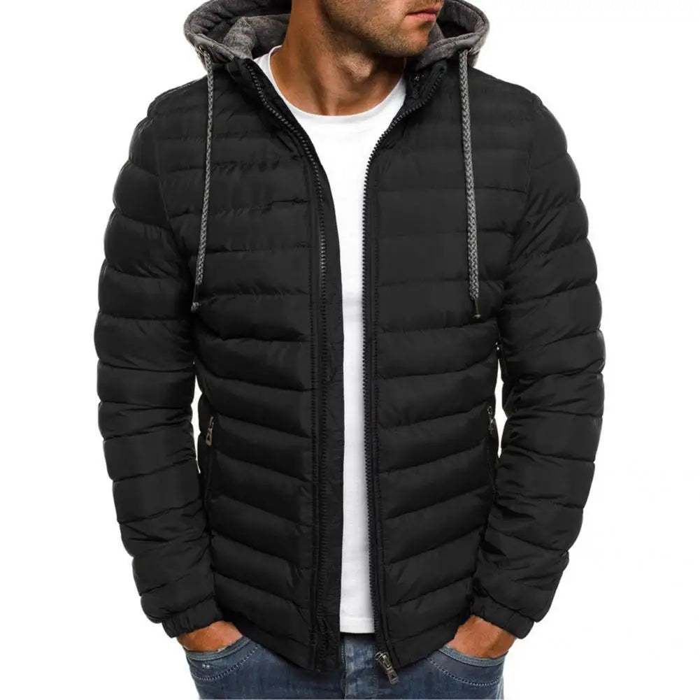 Great Men Coat Warm Anti-shrink Loose Padded Solid Color Winter Coat  Down Coat Hard-wearing