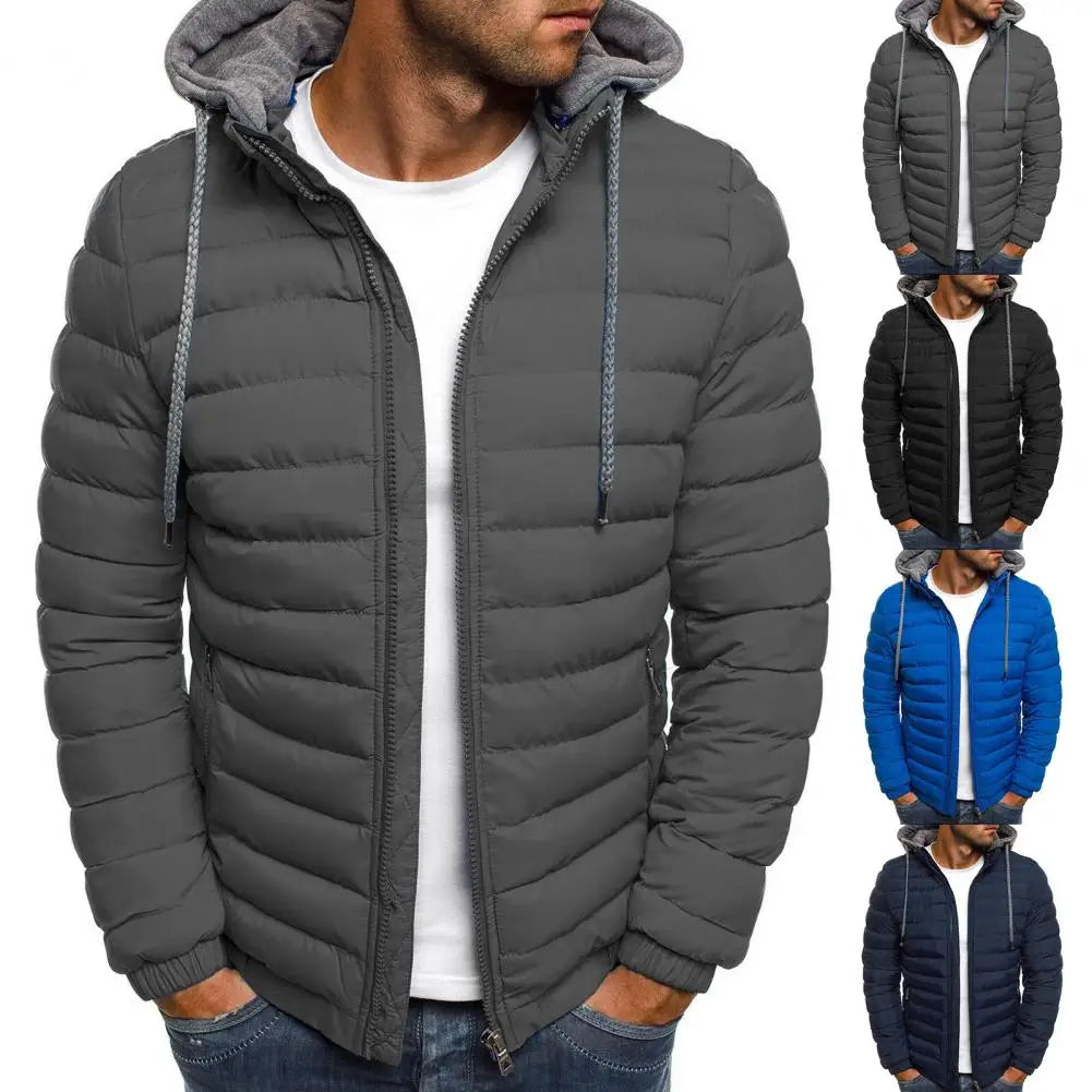 Great Men Coat Warm Anti-shrink Loose Padded Solid Color Winter Coat  Down Coat Hard-wearing