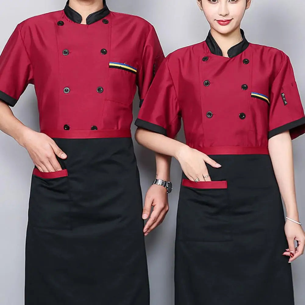 2023 New Unisex Restaurant Kitchen Chef Uniform Shirt Short Sleeve Chef Jacket Work Clothes