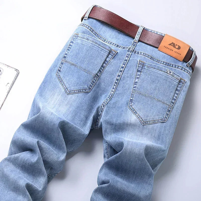 2024  Autumn Thick or Thin for summer Materail  Men's Luxury Classic Style Men Jeans Business  Stretch Denim Male Trousers