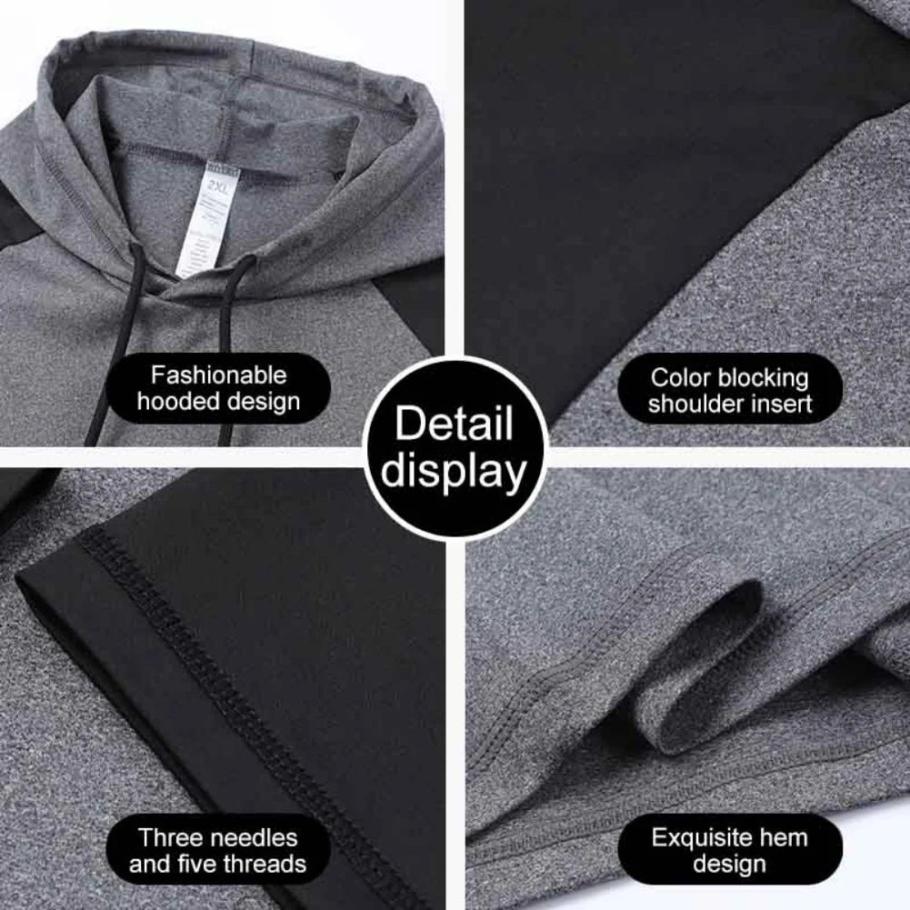 Men's Hooded Sweatshirts Running Training Fitness Hoodies Gym Sports Jackets Coats Quick Dry Male Sportwear