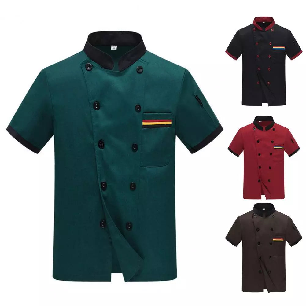 2023 New Unisex Restaurant Kitchen Chef Uniform Shirt Short Sleeve Chef Jacket Work Clothes